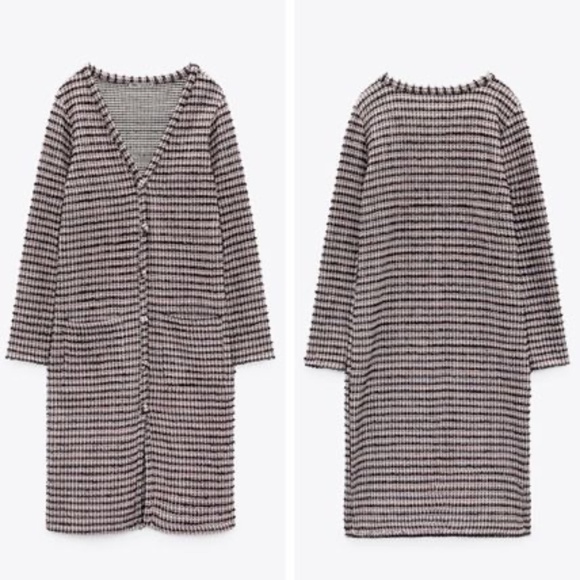 ZARA Textured Midi Sweater Dress Cardigan BNWT - Picture 5 of 5